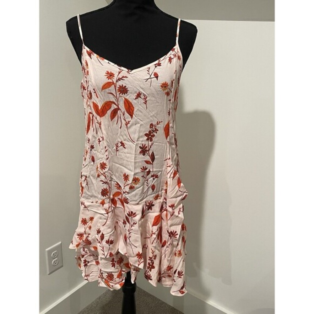Floral Print Mini Dress Ruffle Hem Sleeveless Casual Summer‎